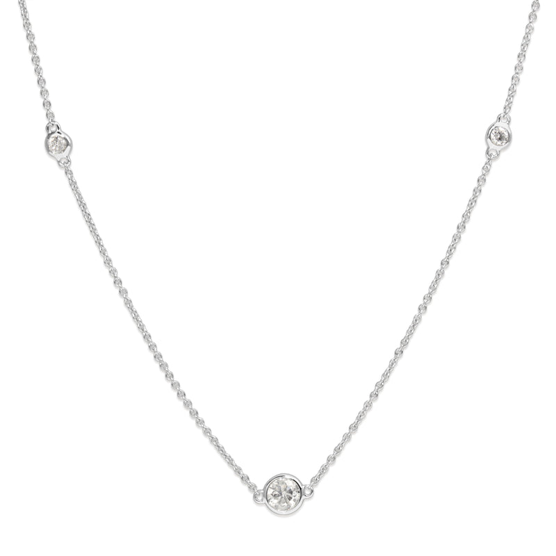 18ct White Gold Graduated Bezel Set Diamond Chain / Necklace