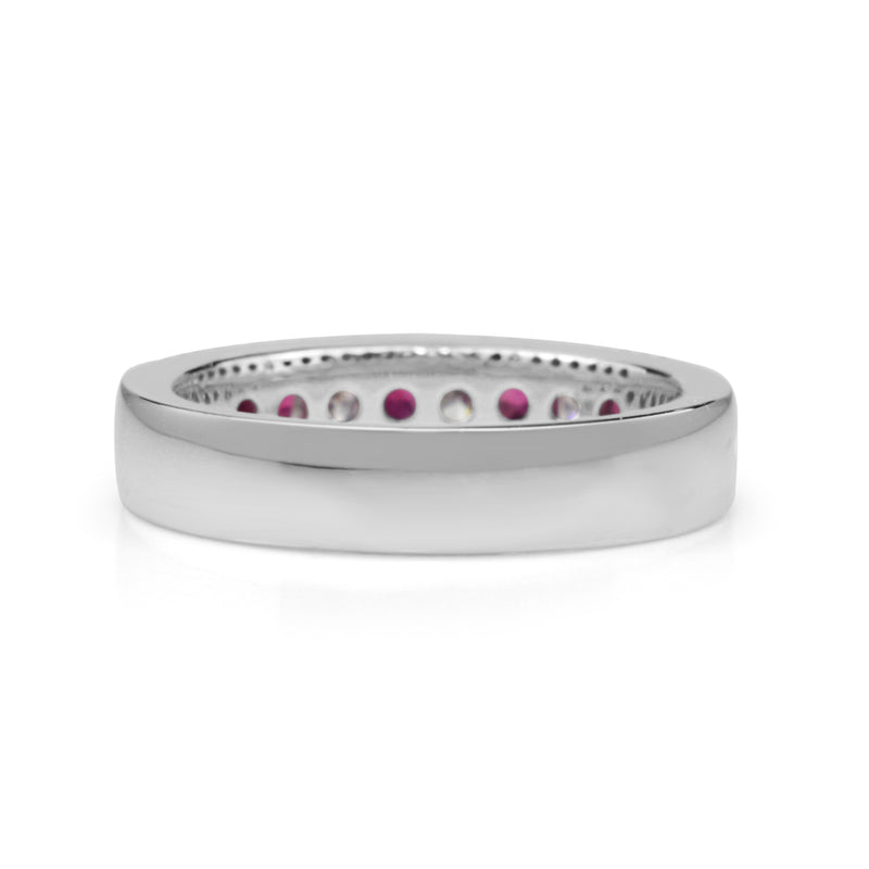 18ct White Gold Ruby and Diamond Band