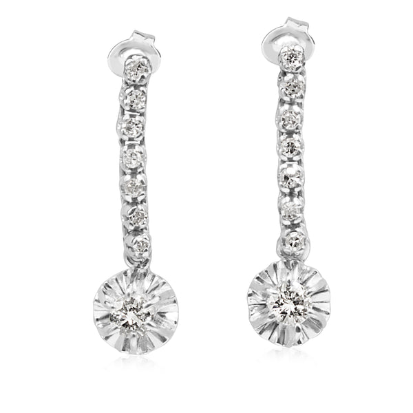 Palladium Single Cut Diamond Drop Earrings