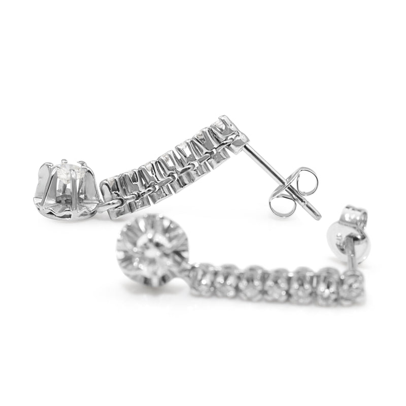 Palladium Single Cut Diamond Drop Earrings