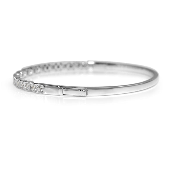 9ct White Gold Deco Style Diamond Bangle