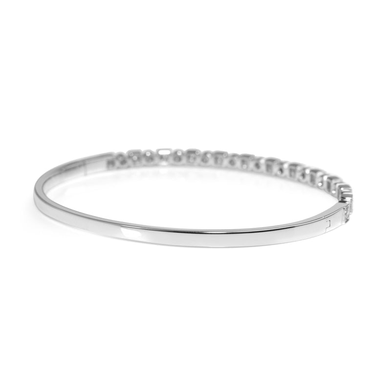 9ct White Gold Deco Style Diamond Bangle