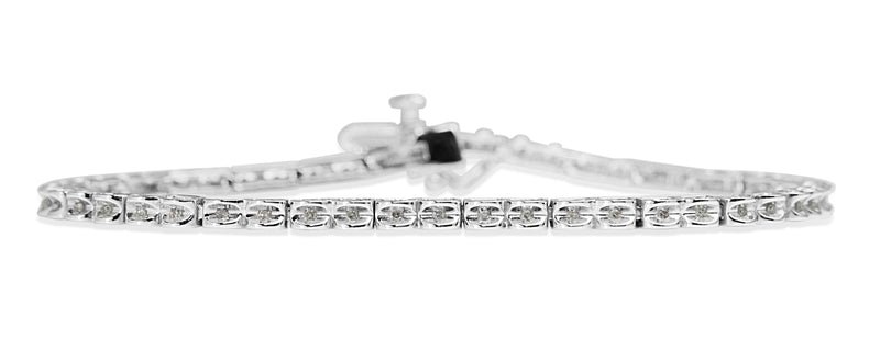 10ct White Gold Fine Diamond Tennis Bracelet