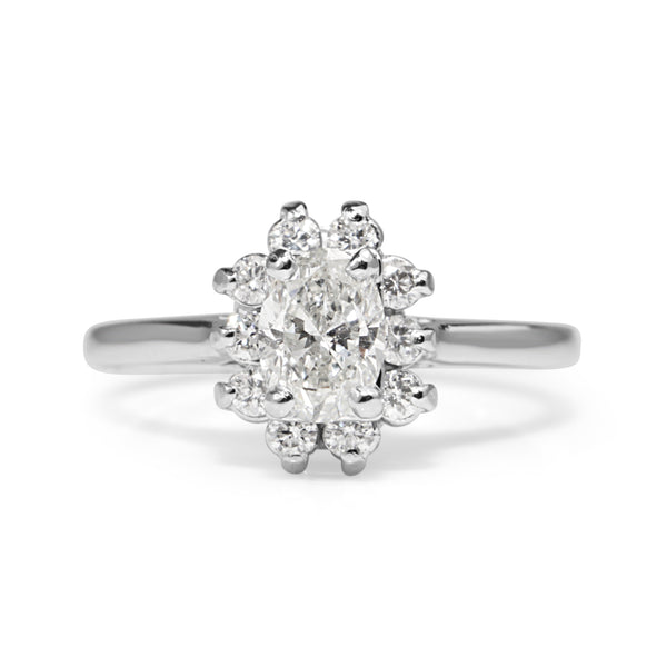 Platinum Oval Diamond Cluster Ring