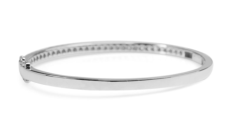 9ct White Gold Hinged 1.50ct Diamond Bangle