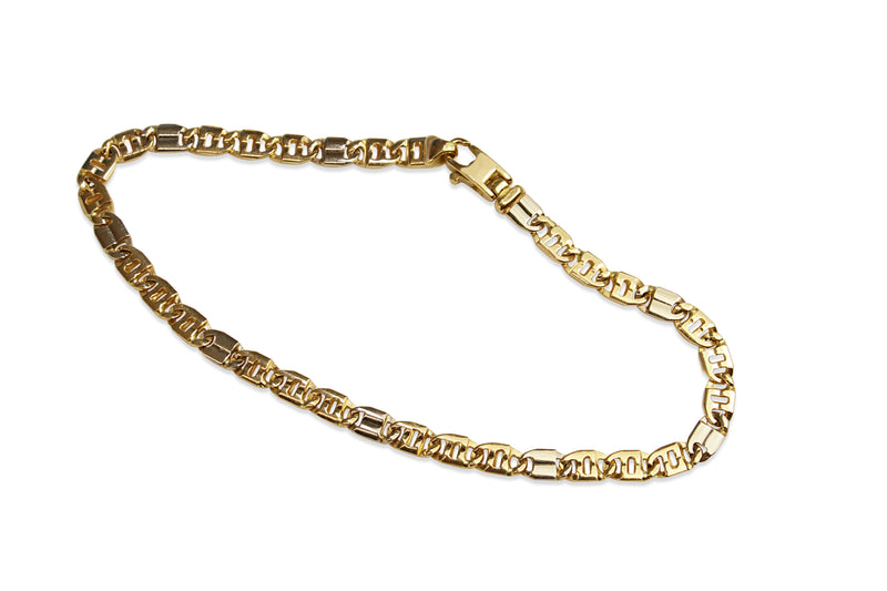18ct Yellow and White Gold Fancy Flat Link Bracelet