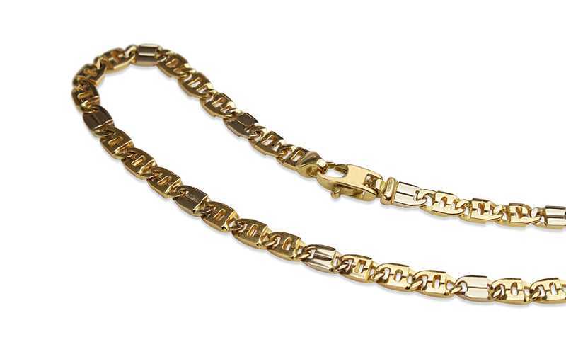 18ct Yellow and White Gold Fancy Flat Link Bracelet