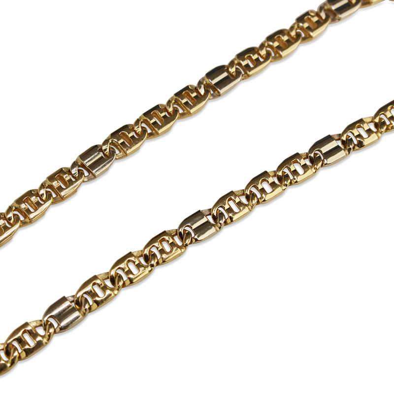 18ct Yellow and White Gold Fancy Flat Link Bracelet