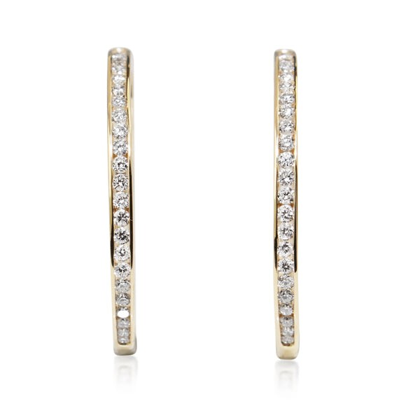 9ct Yellow Gold Diamond Hoop Earrings