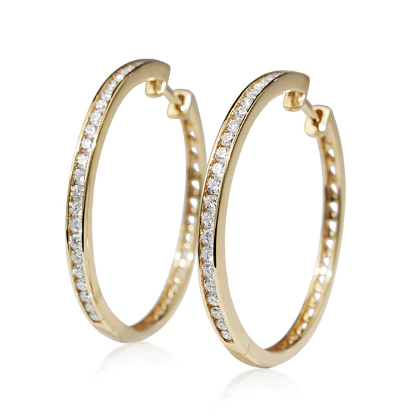 9ct Yellow Gold Diamond Hoop Earrings