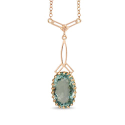 9ct Rose Gold Antique Aquamarine Necklace