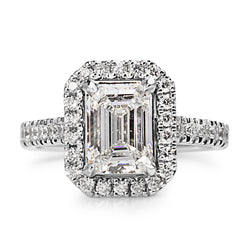 Platinum Emerald Cut Diamond Halo Ring