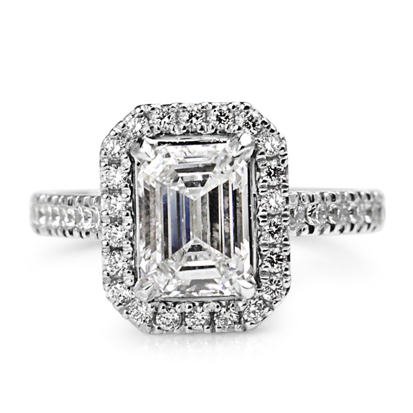 Platinum Emerald Cut Diamond Halo Ring