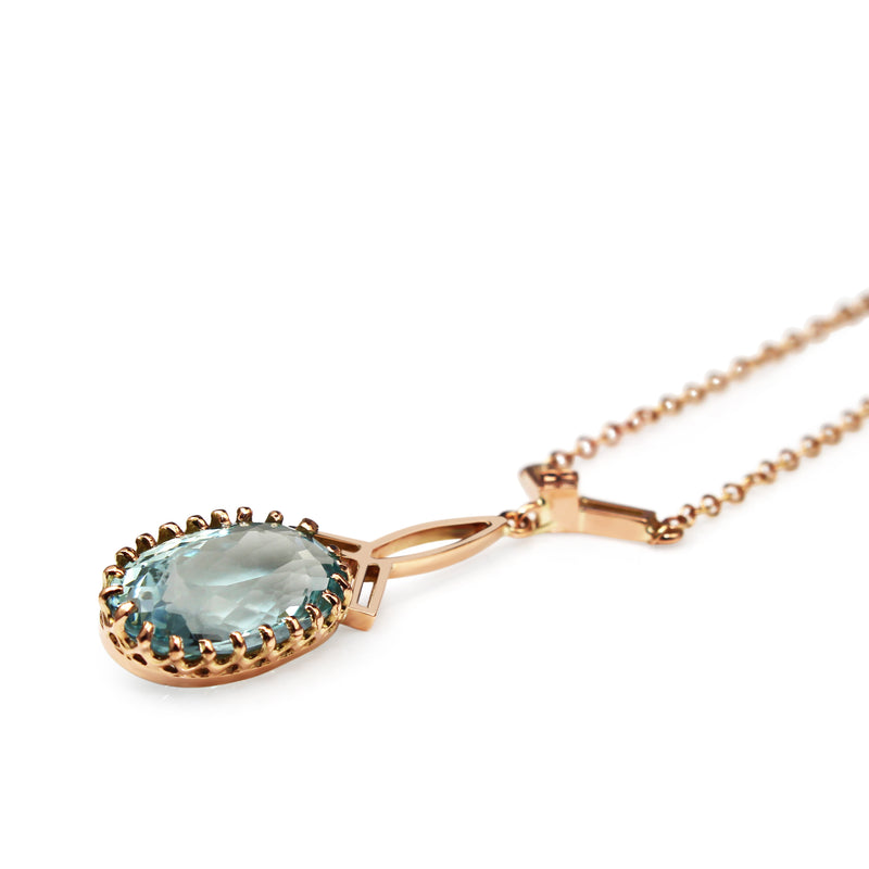 9ct Rose Gold Antique Aquamarine Necklace