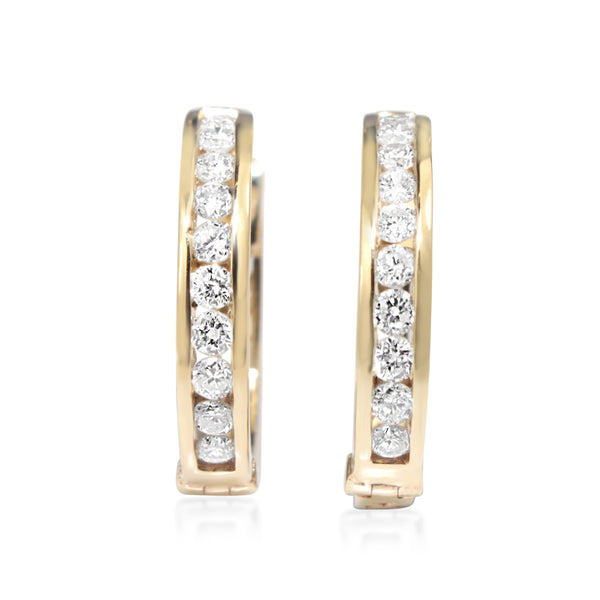 9ct Yellow Gold Diamond Hoop Earrings