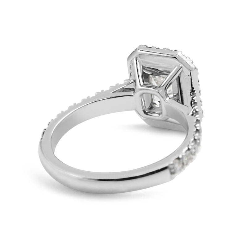 Platinum Emerald Cut Diamond Halo Ring