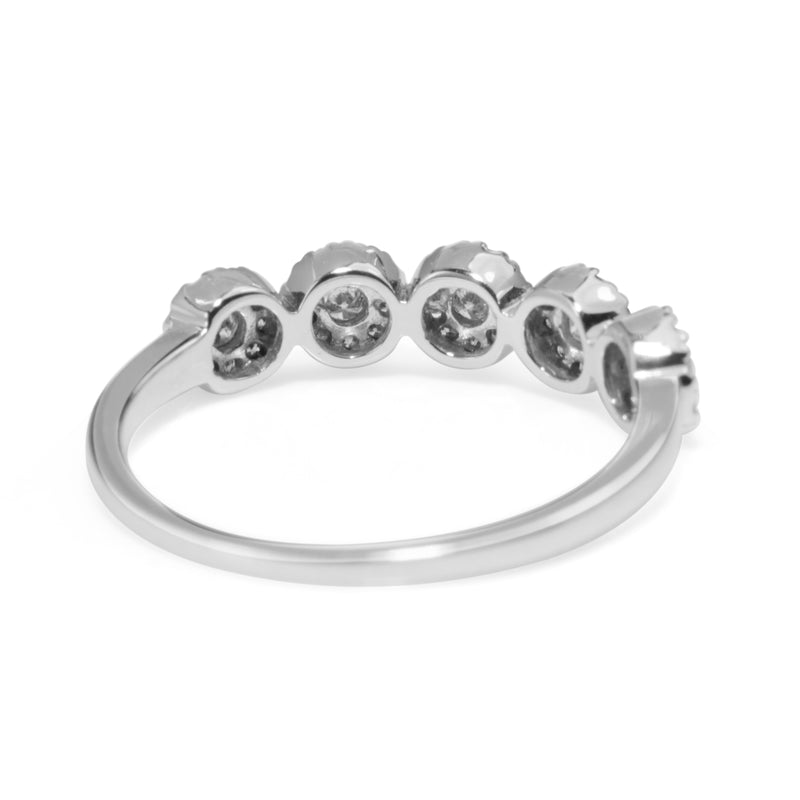 9ct White Gold 5 x Diamond Cluster Ring