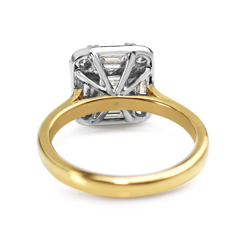 18ct Yellow and White Gold Asscher and Baguette Diamond Ring