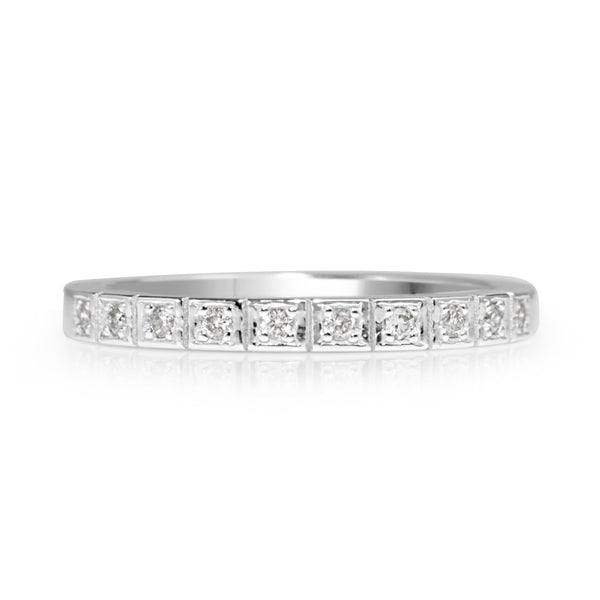 9ct White Gold Fine Vintage Style Diamond Band