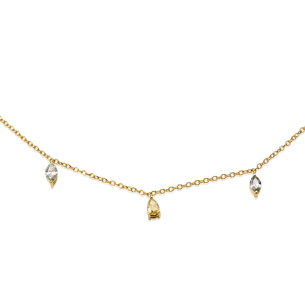 18ct Yellow Gold Fancy Colour and Shapes Diamond Necklace