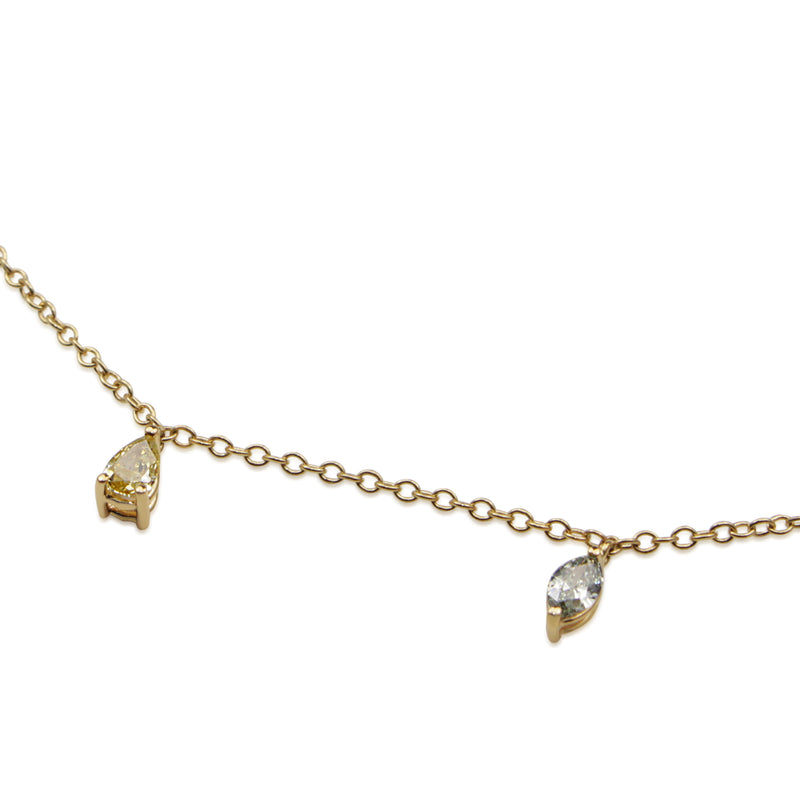 18ct Yellow Gold Fancy Colour and Shapes Diamond Necklace