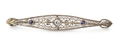 14ct White Gold Antique Sapphire and Diamond Brooch