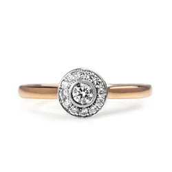 18ct Rose and White Gold Diamond Halo Ring