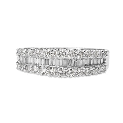 18ct White Gold 3 Row Diamond Band