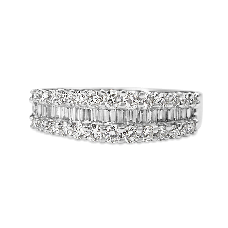 18ct White Gold 3 Row Diamond Band