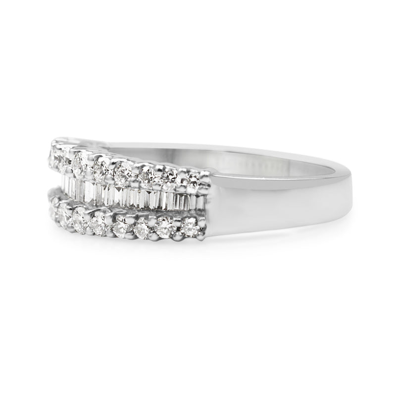 18ct White Gold 3 Row Diamond Band