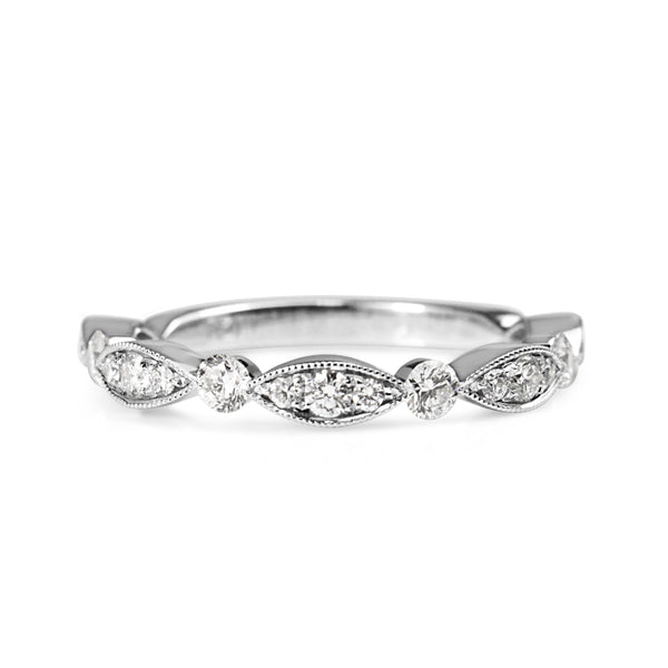 18ct White Gold Diamond Vintage Style Band