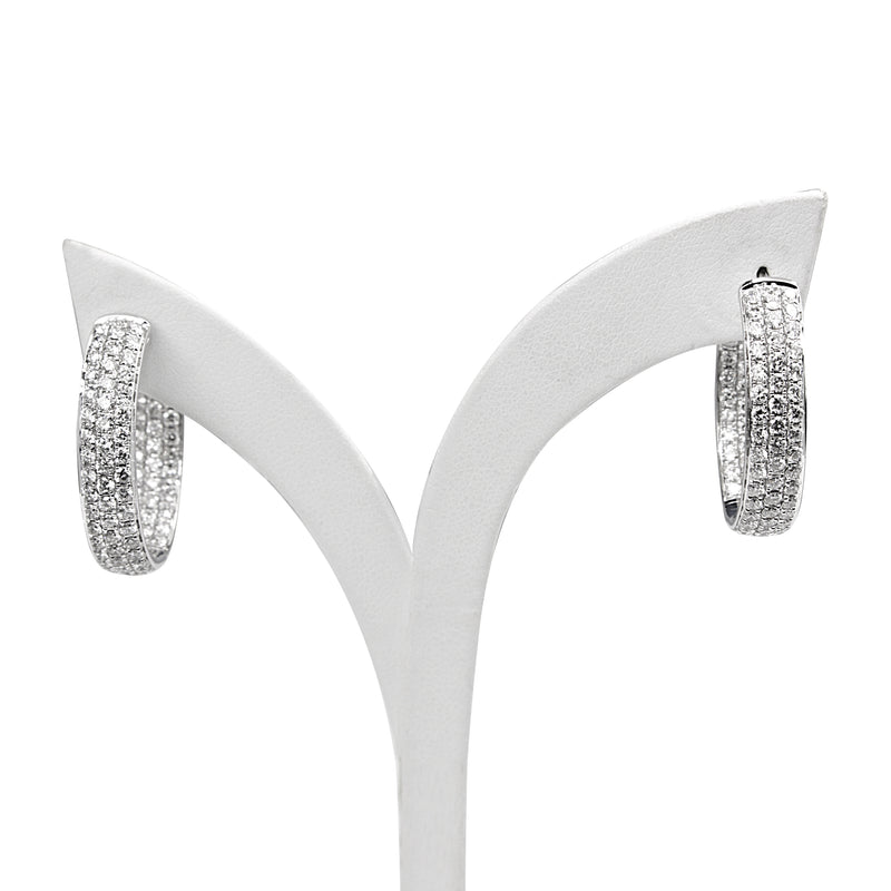 18ct White Gold Pavè Diamond Hoop Earrings