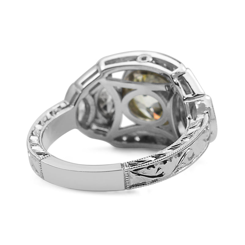 Platinum Art Deco Style Old Cut Diamond Ring