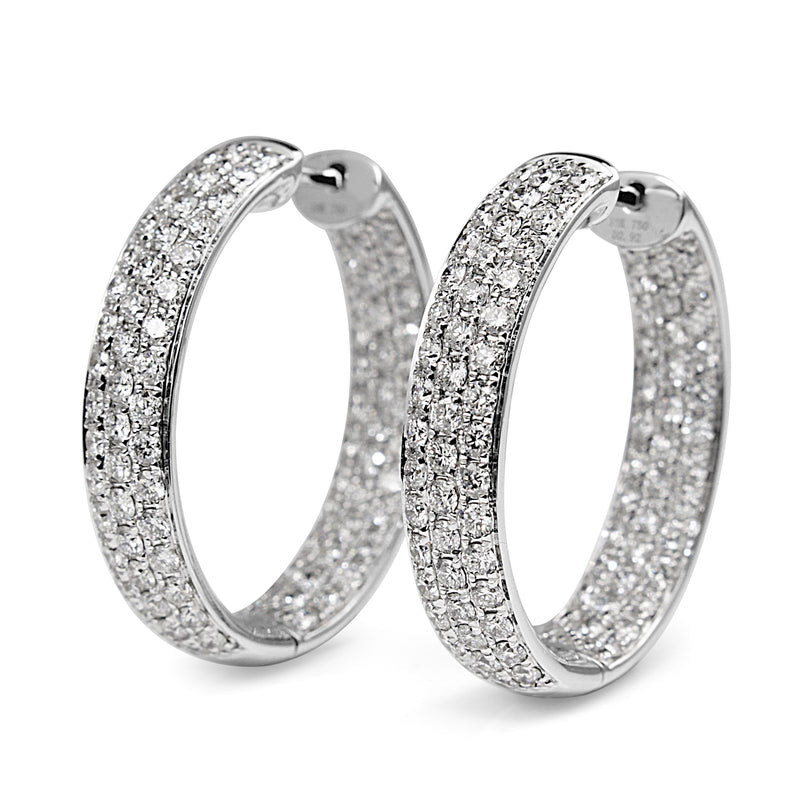 18ct White Gold Pavè Diamond Hoop Earrings