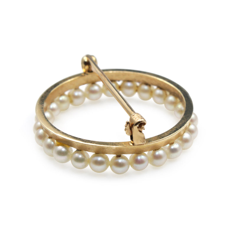 14ct Yellow Gold Seed Pearl Wreath Brooch