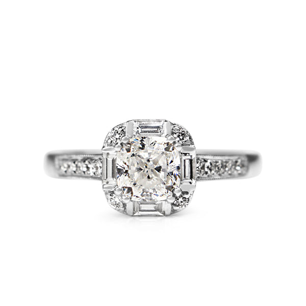 18ct White Gold Cushion Diamond Halo Ring