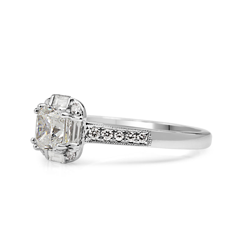 18ct White Gold Cushion Diamond Halo Ring