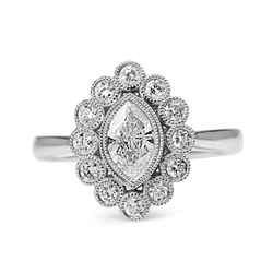 18ct White Gold Marquise Halo Diamond Ring