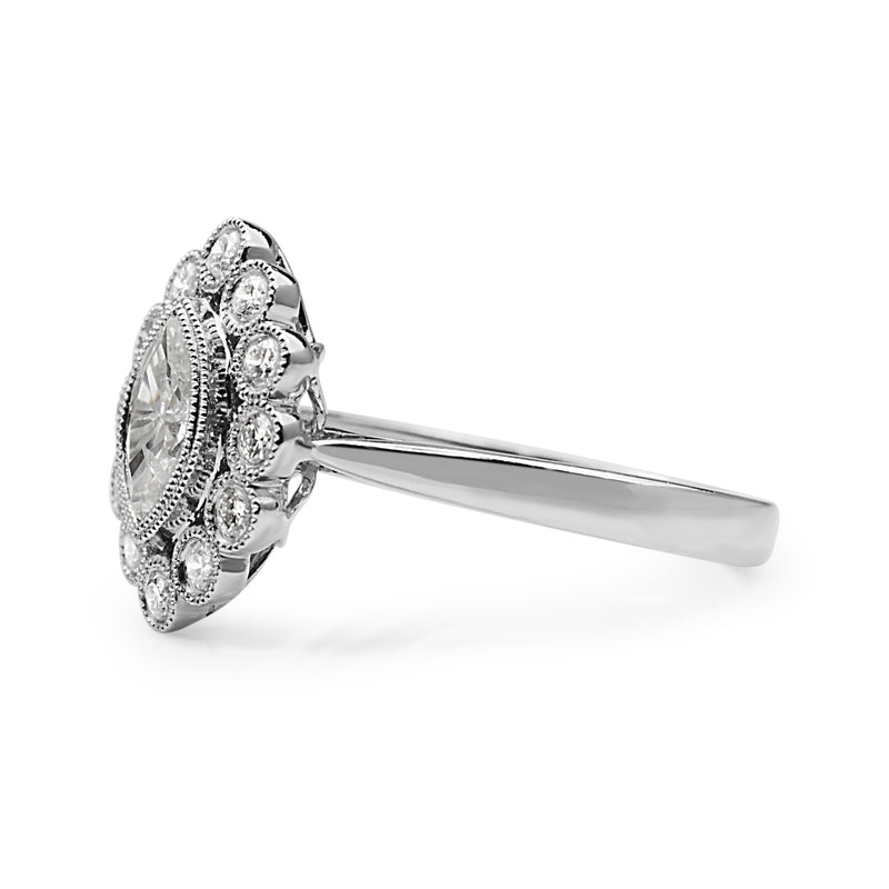 18ct White Gold Marquise Halo Diamond Ring