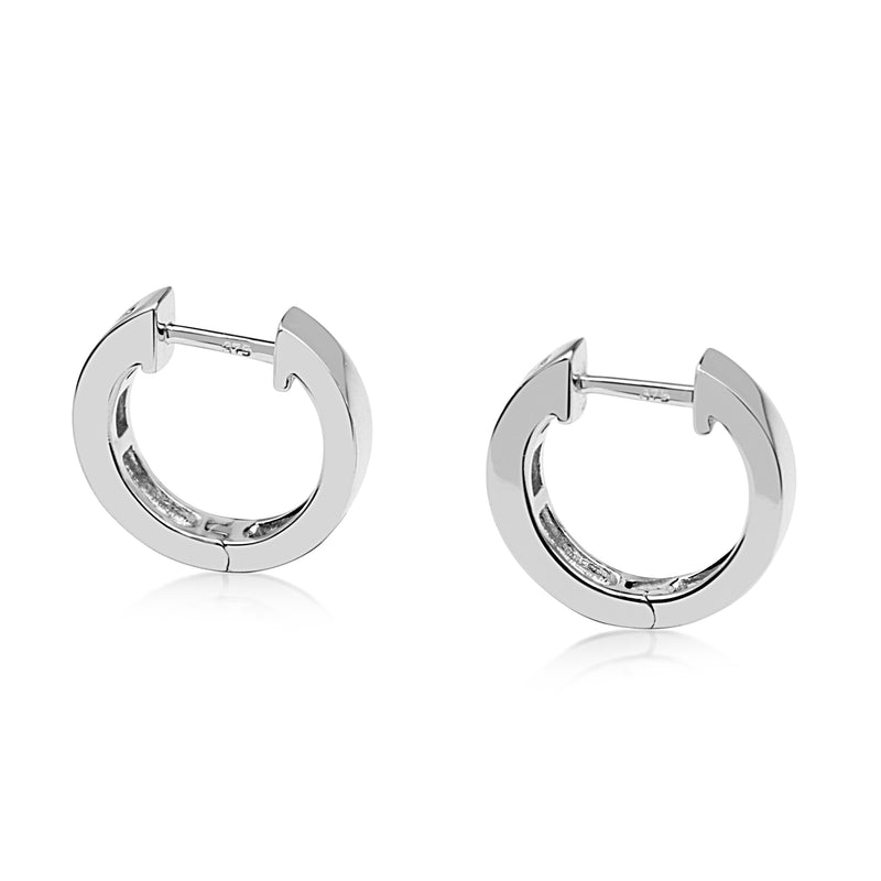 9ct White Gold Channel Set Diamond Hoop Earrings