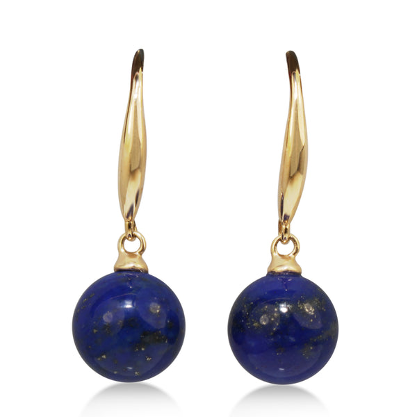 9ct Yellow Gold Lapis Drop Earrings