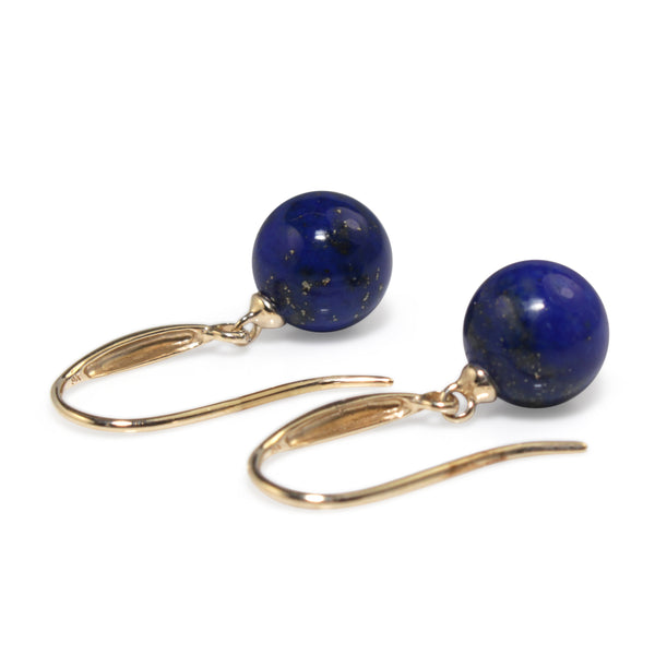 9ct Yellow Gold Lapis Drop Earrings