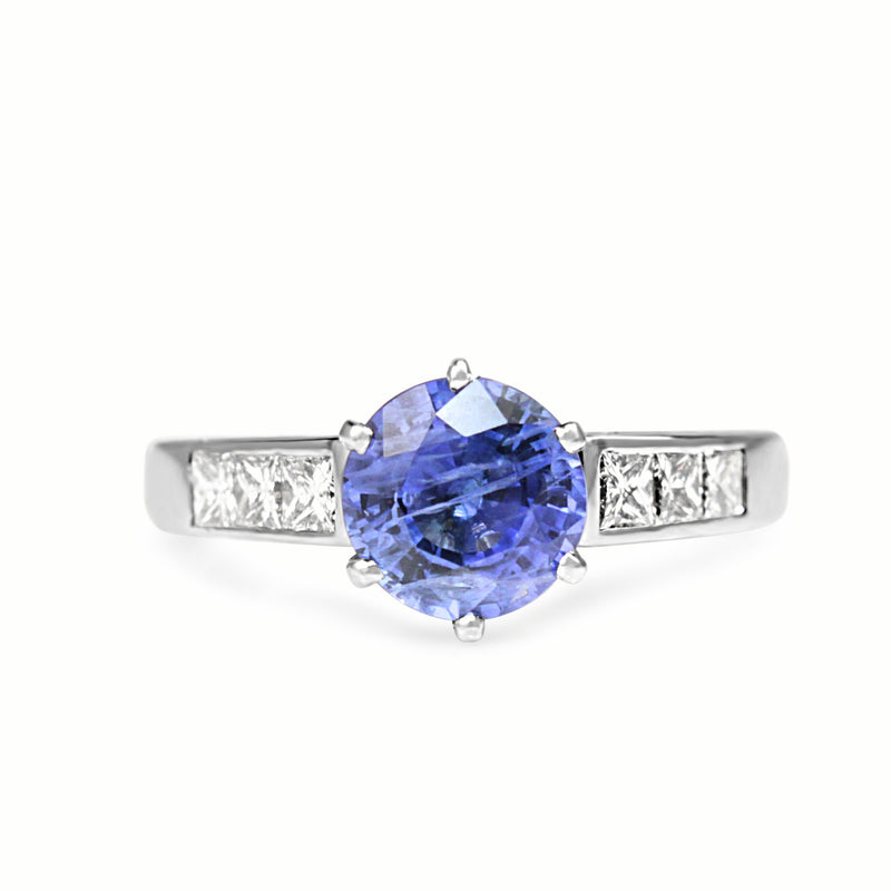 14ct White Gold Sapphire and Diamond Solitaire Ring