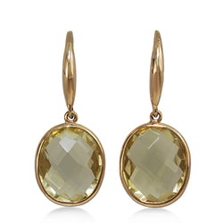 9ct Yellow Gold Faceted Quartz Earrings