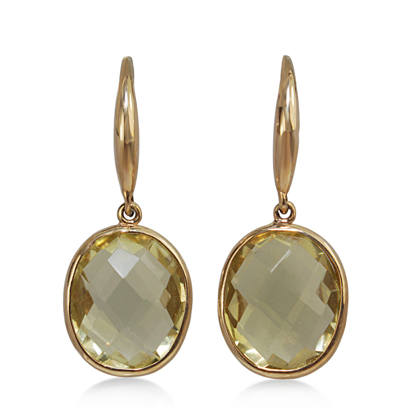 9ct Yellow Gold Faceted Quartz Earrings