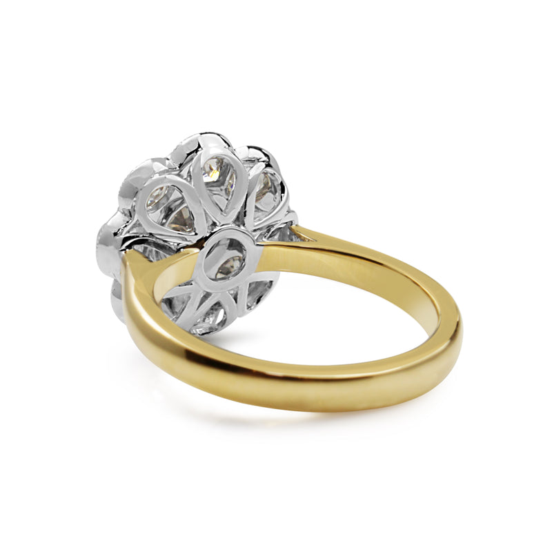 18ct Yellow Gold and Platinum Old Cut Diamond Daisy Ring
