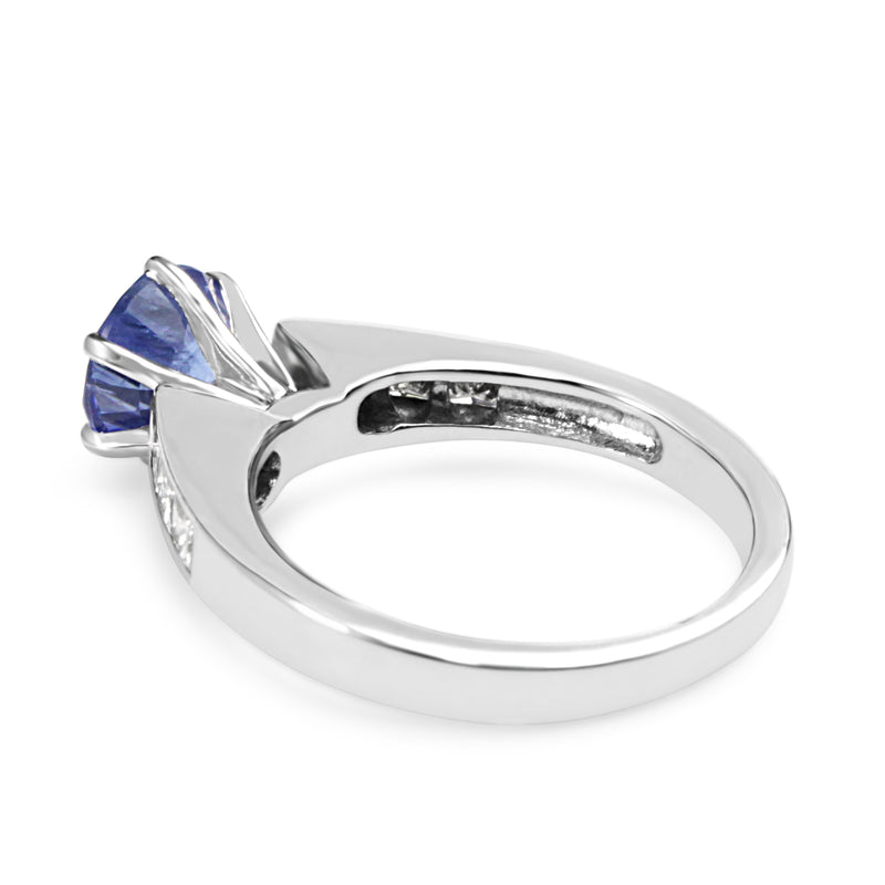 14ct White Gold Sapphire and Diamond Solitaire Ring