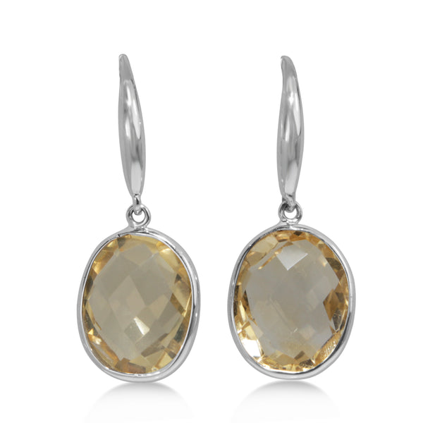 9ct White Gold Faceted Citrine Earrings