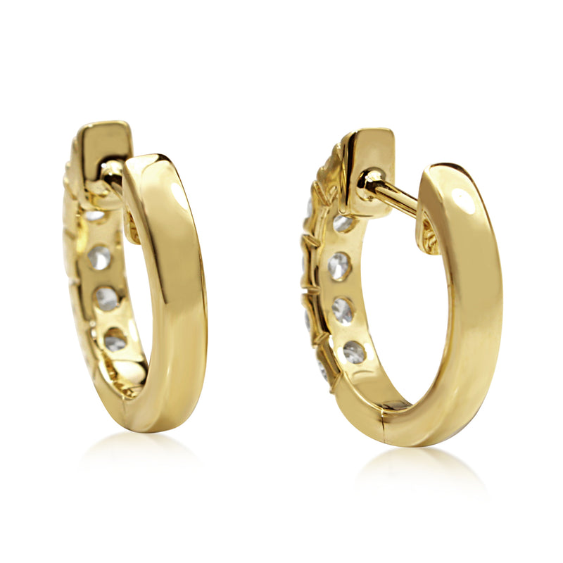 9ct Yellow Gold Diamond Hoop Earrings