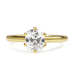 18ct Yellow Gold Old Mine Cut Diamond Solitaire Ring